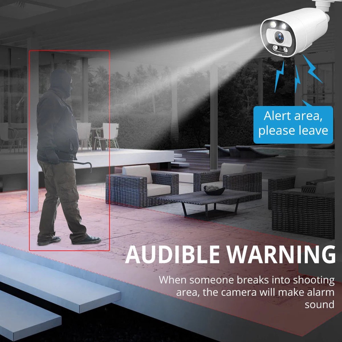 MISECU Draadloze Camerabeveiliging Set - 5MP - 2K QHD - Set 2x Camera - Wit - Binnen & Buiten - Met Nachtzicht