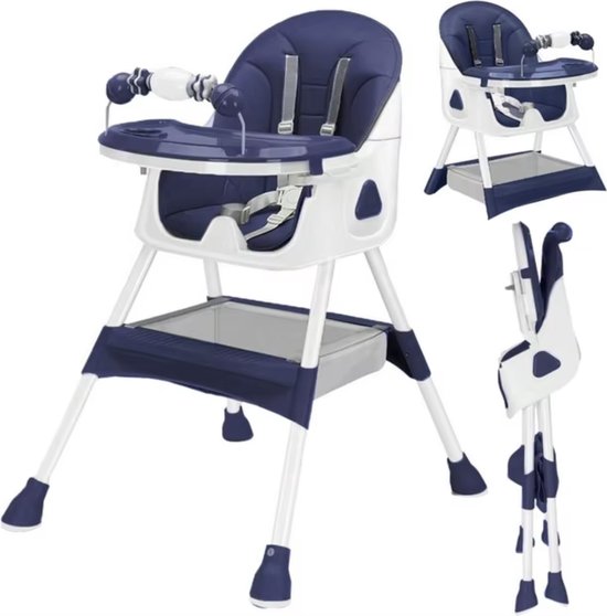 Kinderstoel - Babystoel - Baby stoel - Baby eetstoel - babystoel voor aan tafel - Opvouwbaar - Verstelbaar - Met speelboog - Grijs