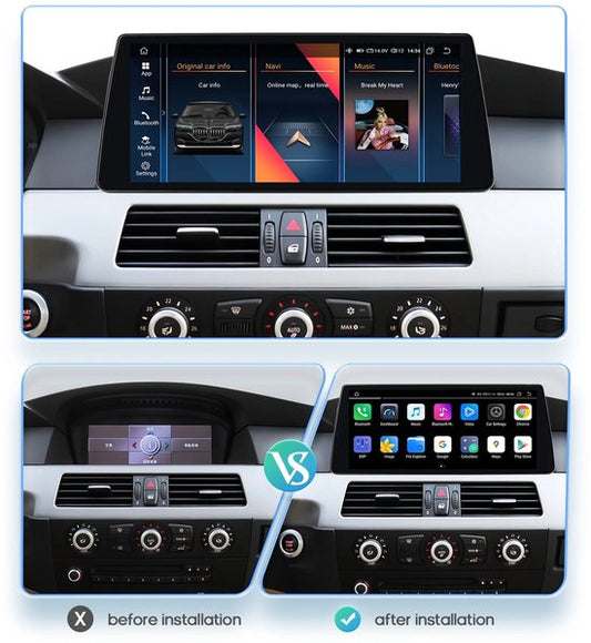 Android Autoradio – Multimedia Speler – Navigatie Systeem – Touchscreen Radio – CarPlay Android Auto – 10,25 Inch Groot Scherm – 4G Wifi Verbinding – Voor BMW 5 Serie E60 E61 CCC CIC 2005-2010