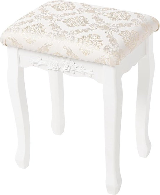 Poef Kruk voor Make-Up Kaptafel Stoel Comfortabele Barokke Stijl Wit