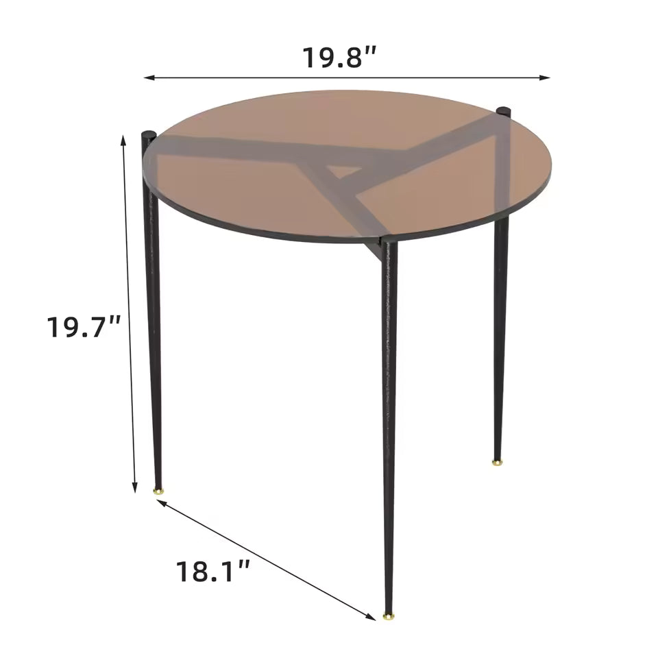 Glazen salontafel 80 cm – modern met zwart metalen poten