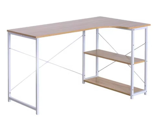 L-Vormig Hoekbureau met Planken – 120 cm Werkblad & Industrieel Design