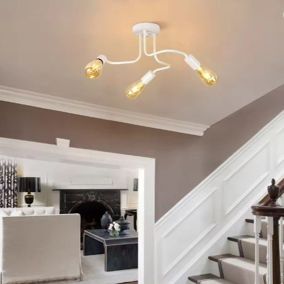 Industriële Plafondlamp – Witte Retro Kroonluchter met 3 E27 Fittingen