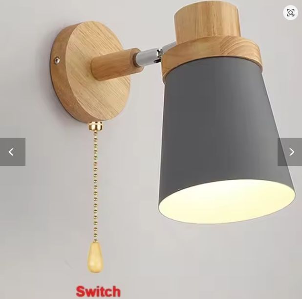 Moderne LED Wandlamp – IJzer & Hout, E27 Macaron Design