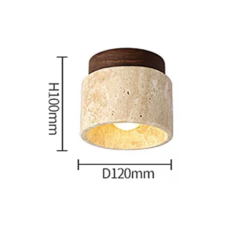 Inase Wabi-Sabi Plafondlamp van Travertijn en Hout