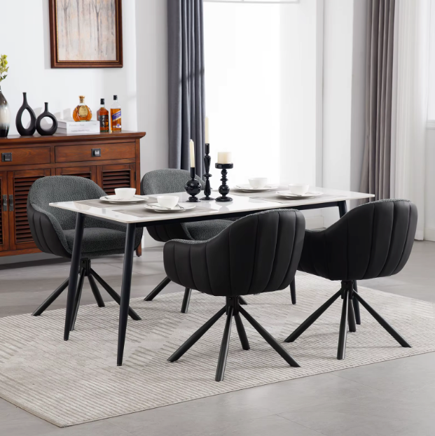 Set van 2 Ergonomische en Gestoffeerde Eetkamerstoelen