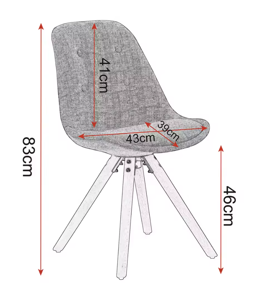 Set van 2 Nordic Eetkamerstoelen – Ontbijt en Keukenkruk met Rugleuning – Zacht Gewatteerde Zitting – Massief Houten Poten