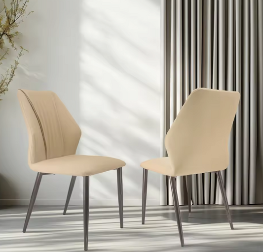 Set van 2 Elegante Eetkamerstoelen – Gevoerde Zitting & IJzeren Poten – Armloze Accentstoelen voor Woonkamer en Eetkamer