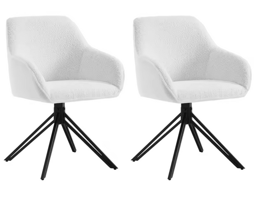 Set van 2 Draaibare Eetkamerstoelen – Corduroy & Boucléstof, Ergonomisch Comfort met Armleuningen