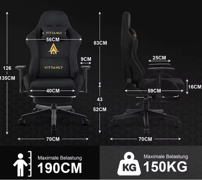 Ergonomische Gamingstoel – Suède Look – Met Lendensteun – Verstelbaar