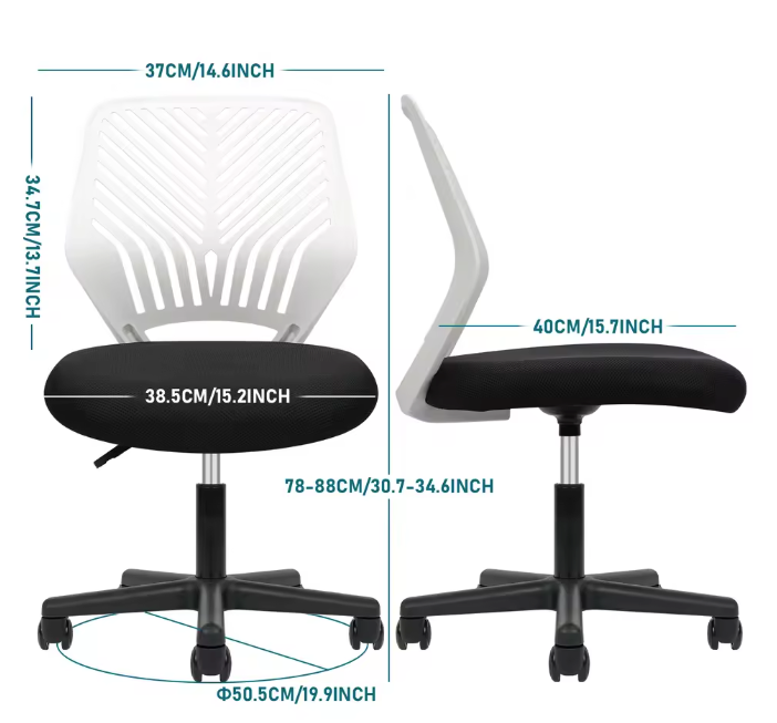 Ergonomische Bureaustoel – Verstelbaar – Draaibaar – Gevoerde Zitting
