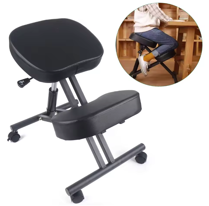 Ergonomische Kniestoel – Verstelbaar – Met 80 mm Kussens – Zwart