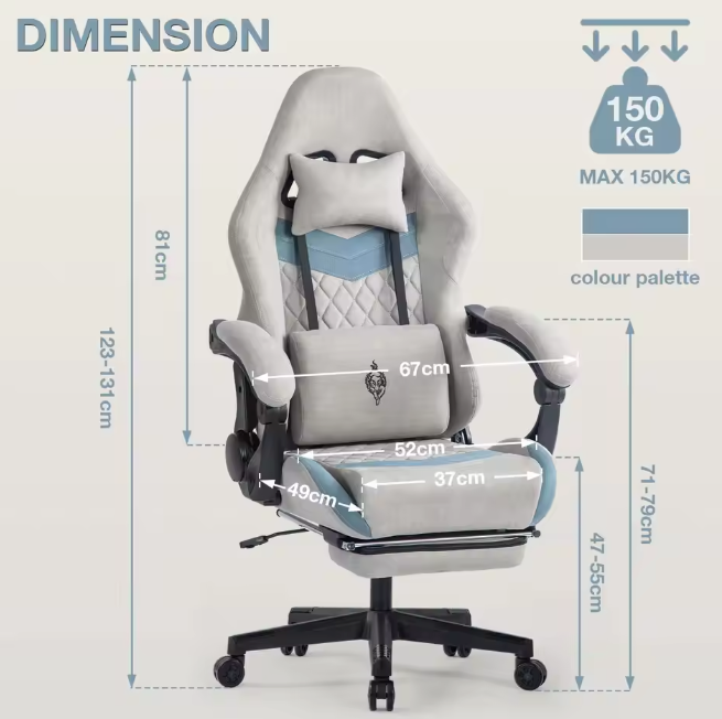 Ergonomische Gamingstoel – Ademend, met Voetsteun & 150 kg Draagkracht