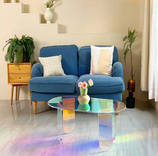 Iriserende Acryl Salontafel – Ovaal Design met 4 Poten