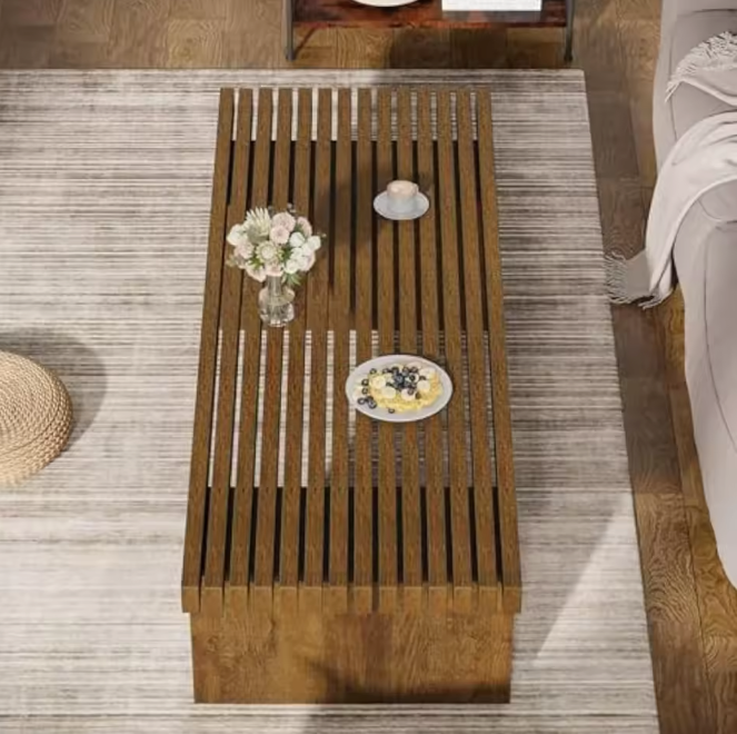 Rechthoekige salontafel 120 cm – bruin MDF met stevig frame