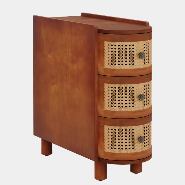 Ronde Houten Nachtkastje met 2 Lades – Klassiek & Volledig Gemonteerd