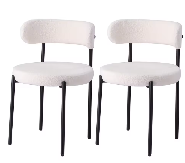 Set van 2 Teddyfluwelen Eetkamerstoelen – Scandinavisch & Ergonomisch
