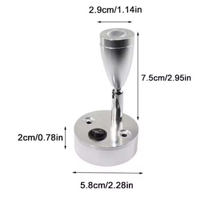 12V LED Leeslamp voor Camper, Caravan, Boot & Vrachtwagen – Aluminium Wandlamp, Warm/Koud Wit, 3W