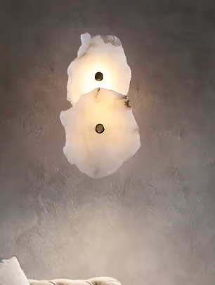 Moderne Marmeren Wandlamp – Luxe Albast & Massief Koper, Elegant en Tijdloos