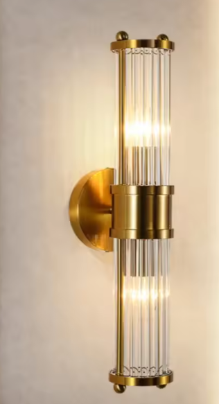 Luxe Kristallen Wandlamp – Modern Design met Gouden Afwerking, E14