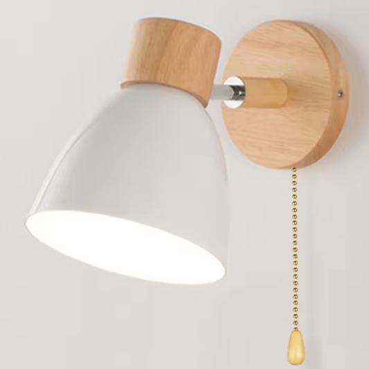 Houten Scandinavische Wandlamp – Moderne E27 Binnenverlichting met Schakelaar