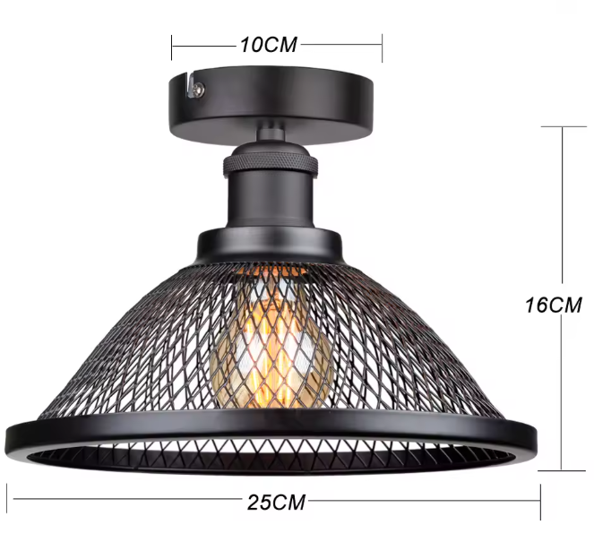 Industriële LED Plafondlamp – Vintage Kooi Design, Retro & Modern