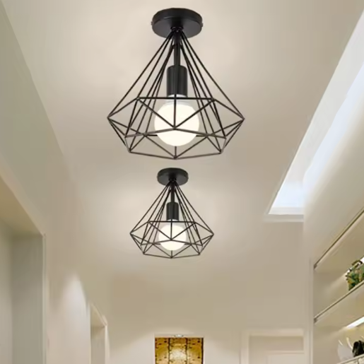 Industriële Vintage Plafondlamp – Metalen Semi-Inbouwlamp E27