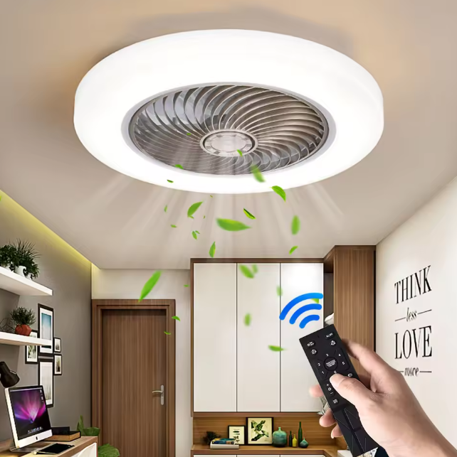 Slimme Plafondventilator met LED-Verlichting – Onzichtbare Bladen & Afstandsbediening, Stil en Modern