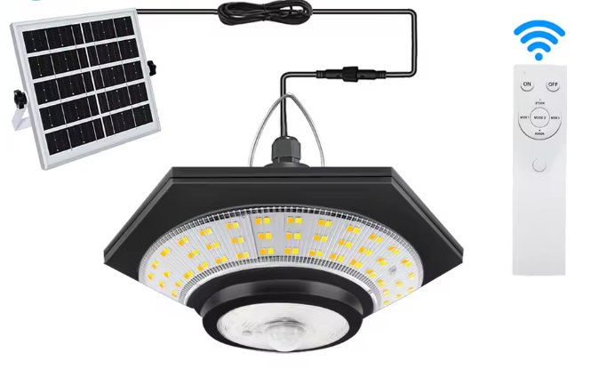 Solar Hanglamp met Afstandsbediening – 228 LED’s, Bewegingssensor & Waterdicht, 360° Verlichting