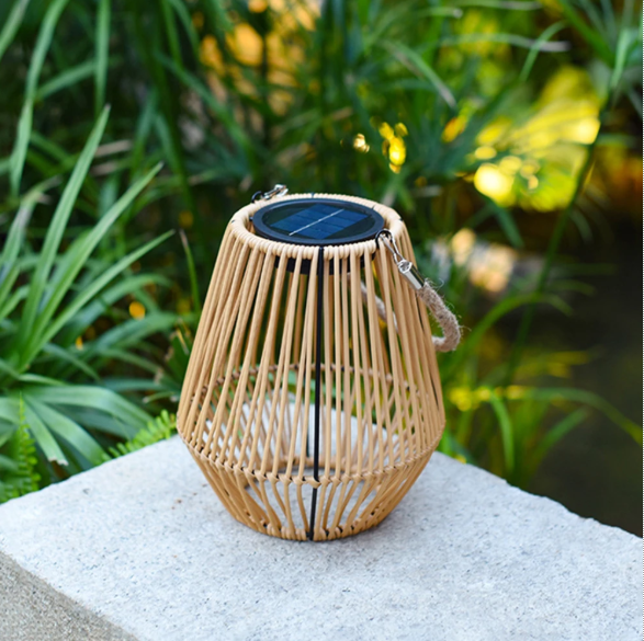Rotan Solar Hanglamp – IP65 Waterdicht, Bamboe Design voor Tuin & Terras