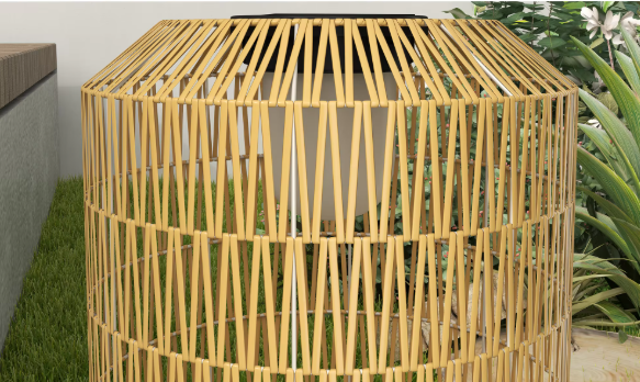 Rotan Solar Tuinlantaarn – Ø30×55 cm, Natuurlijk & Weerbestendig