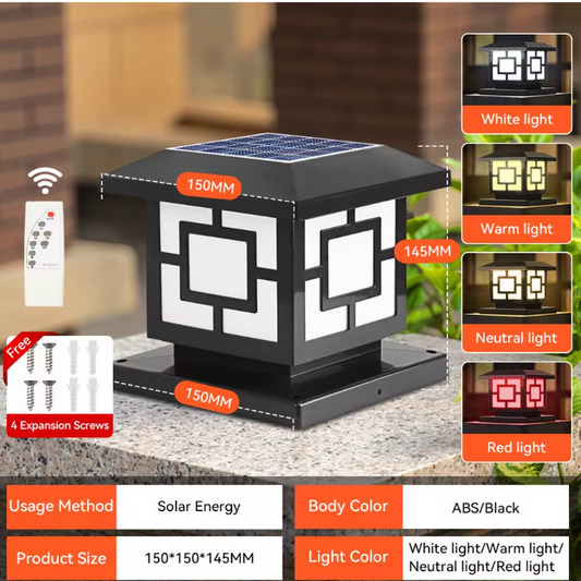 Solar LED Pijlerlamp – Vintage Waterdichte Buitenverlichting voor Tuin & Pad