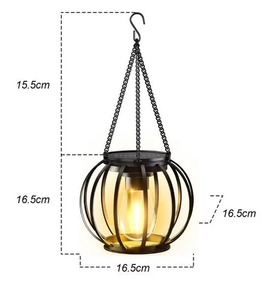 Solar LED Tuinlantaarn – Hangende Waterdichte Retro Metalen Lamp met Warm Wit Licht