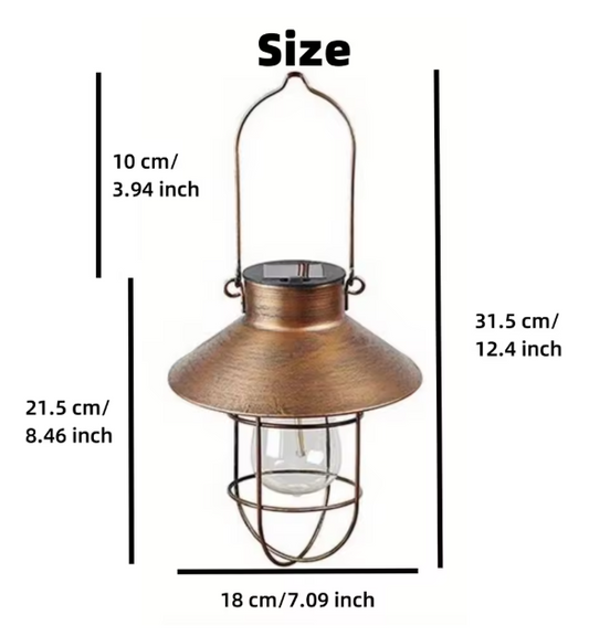 Solar Tuinluchter – Decoratieve Hanglamp op Zonne-energie, IJzeren Tuinverlichting voor Binnenplaats & Gazon