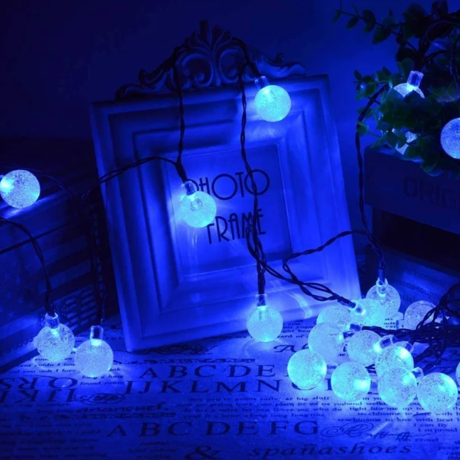 Solar Slingerlicht – 200 LED Kristal Bollen, Waterdicht & 8 Modus Tuinverlichting