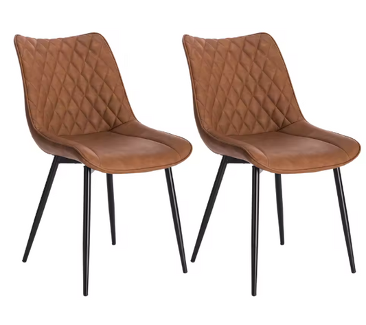Set van 2 Eetkamerstoelen – Kunstleer & Metalen Poten, Ergonomisch en Comfortabel