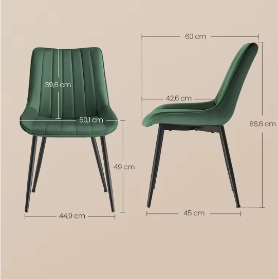 Set van 2 Eetkamerstoelen – Comfortabele Leren Look & Stalen Poten, Ergonomisch Ontwerp