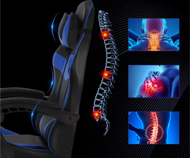 Massage Gamingstoel met Voetsteun – Ergonomisch Ontwerp, Verstelbare Rugleuning & Lendensteun