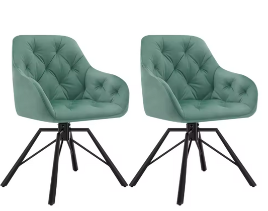 Set van 2 Draaibare Eetkamerstoelen – Ergonomisch Design met Armleuningen & Metalen Poten