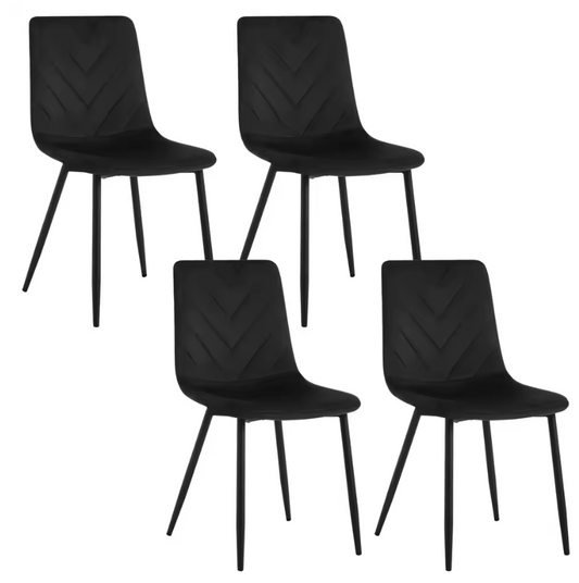 Set van 4 Fluwelen Eetkamerstoelen – Metalen Poten & Ergonomisch Ontwerp