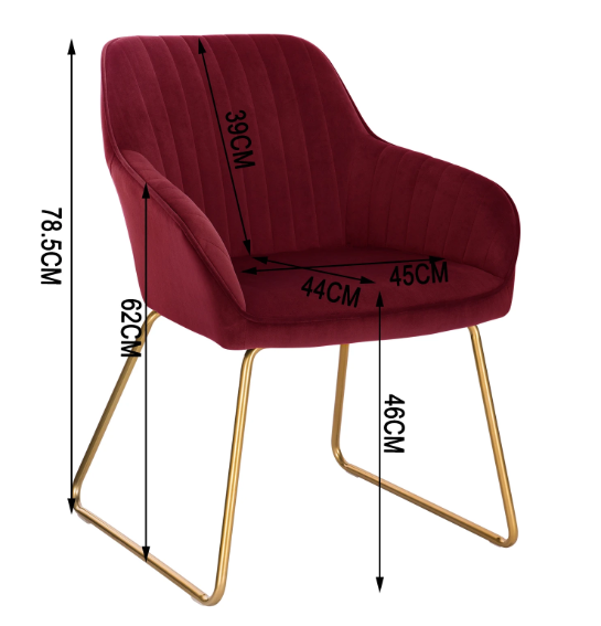 Fluwelen Eetkamerstoel met Armleuningen – Ergonomisch & Metalen Poten