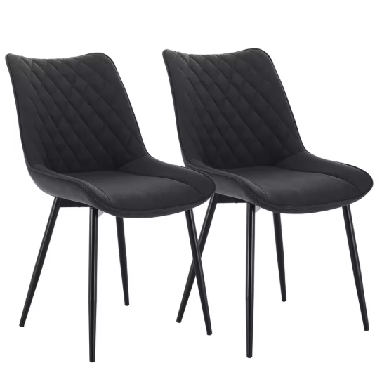 Set van 2 Eetkamerstoelen – Kunstleer met Rugleuning & Metalen Poten