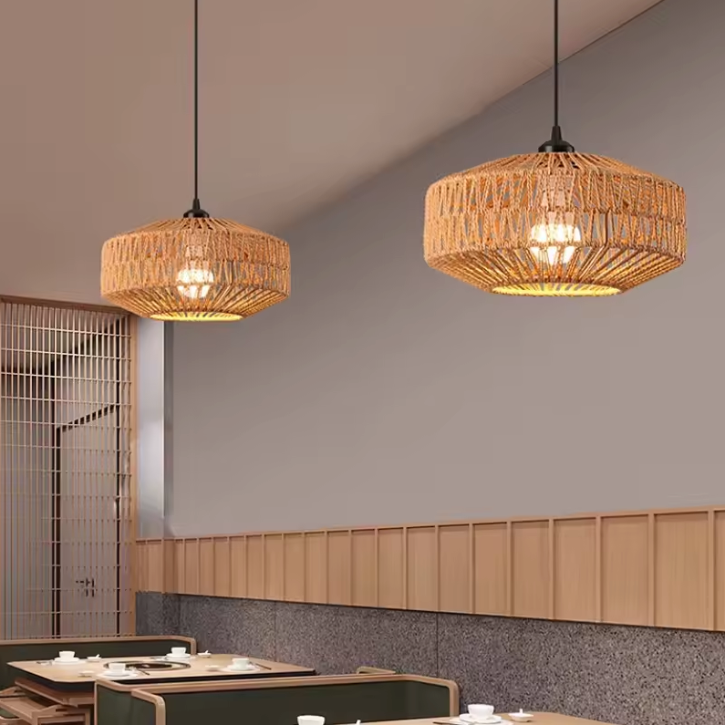 Handgemaakte Rotan Plafondlamp – Klassieke Stijl