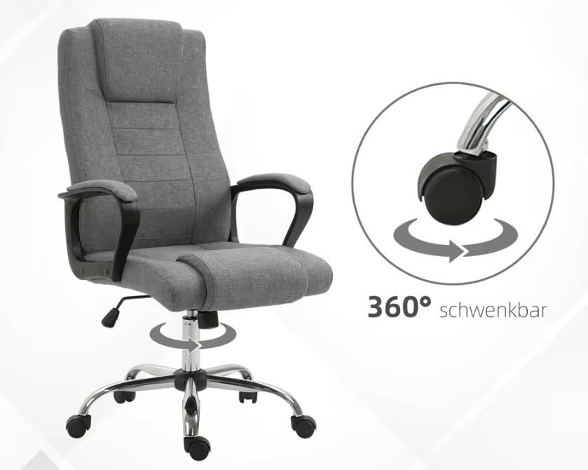 Ergonomische Bureaustoel – Verstelbaar – Grijs – Met Schommelfunctie