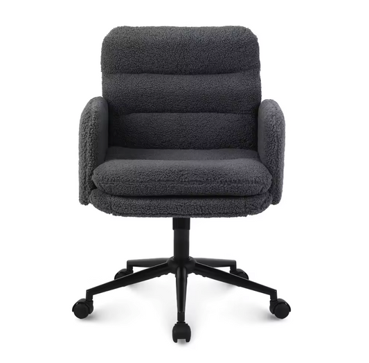 Comfortabele Donkergrijze Bureaustoel – Kunst wol – Verstelbare Hoogte