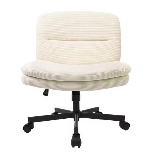 Ergonomische Stoffen Bureaustoel Beige – Armloos – Verstelbaar – Gekruiste Poten