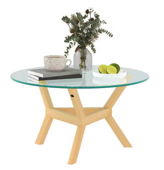 Ronde salontafel van glas – Ø80 cm met verstelbare poten