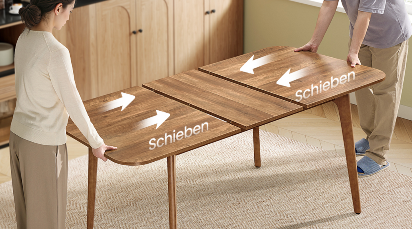 Uitschuifbare Eettafel – Houten Blad & Massief Frame, 140–180cm