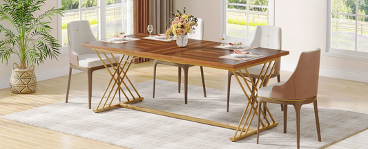 Eettafel 160x80x75cm voor 4–6 Personen – Hout & Gouden Frame