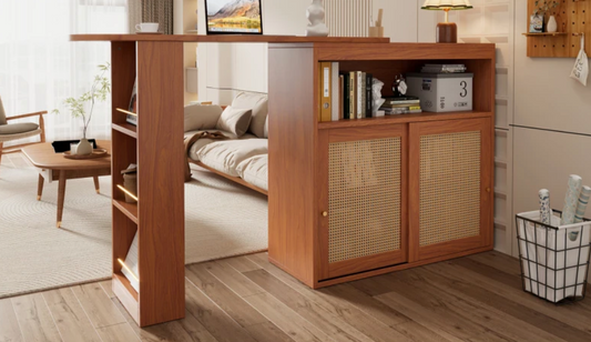 Moderne Bartafel met Opbergruimte – Rotan Deur & Verstelbare Planken